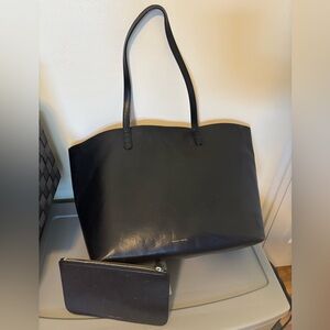 Mansur Gavriel Black Leather Tote with Pouch